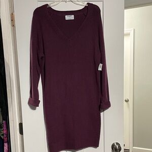 Old Navy Maroon Long Sleeve Sweater Dress